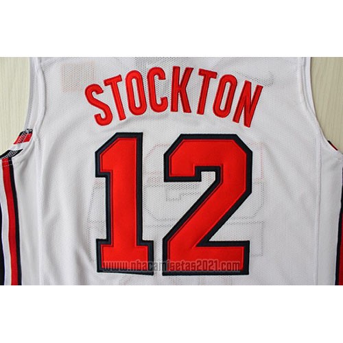 Camiseta USA 1992 John Stockton #12 Blanco
